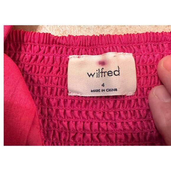 Aritzia Wilfred Rhapsody Cropped Blouse Fuschia Pink, size 4 - Picture 3 of 11